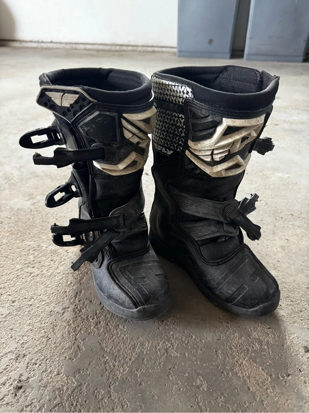 Kids Black Motocross Boots with White Accents
